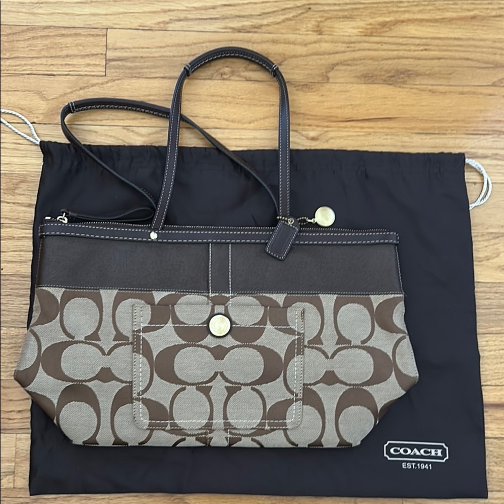 Coach Brown Signature Tote Bag